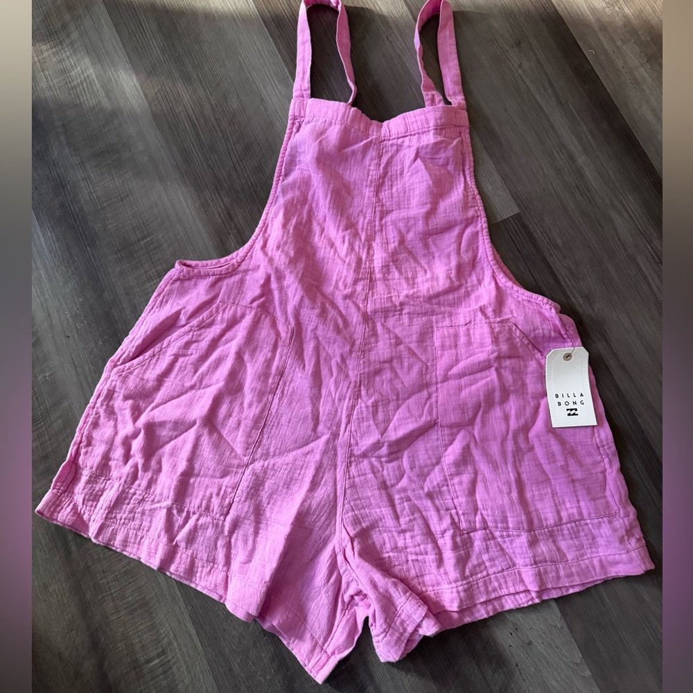 Billabong Hot Pink Cotton Overall Romper size large
